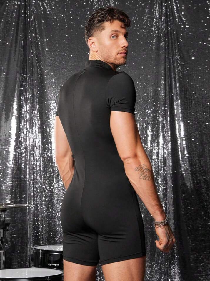 Crystal City Men's Sexy Long Lace V-Neck Lace-Up Romper